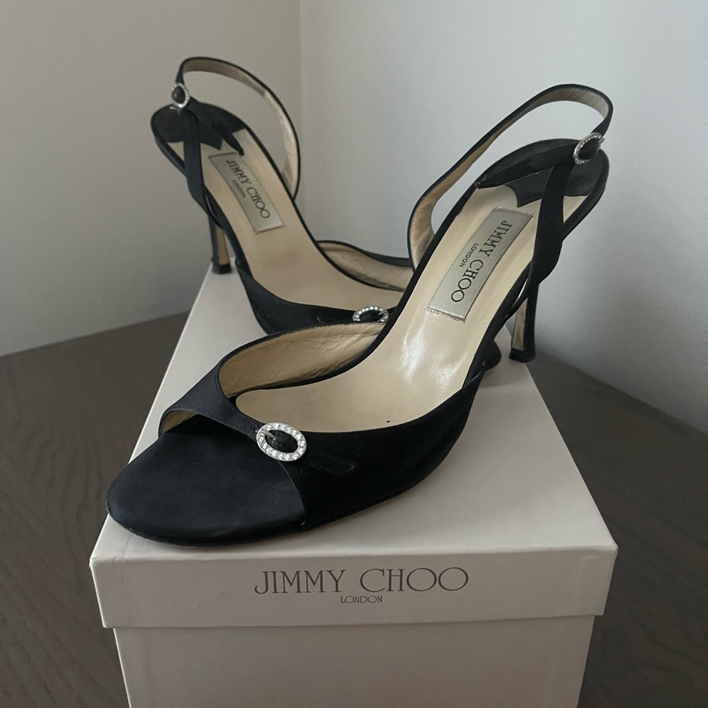 Jimmy Choo Satin Black sandals. EU size 41 US size 8